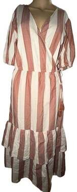 Knox Rose Striped Wrap Maxi Dress with Ruffle Hem (Size Medium)